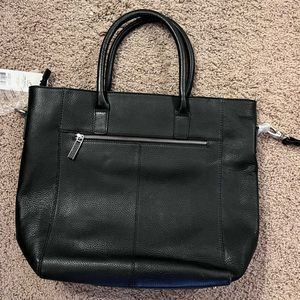 Black Bond Street Genuine Leather Work Tote